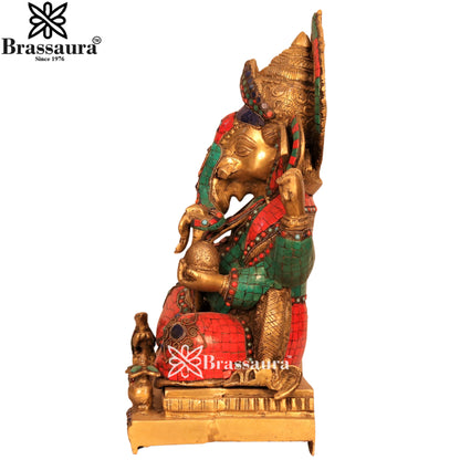 Brass Gem Stone Work Ganesha Statue Weight 16.9 Kg & Height 18 Inch