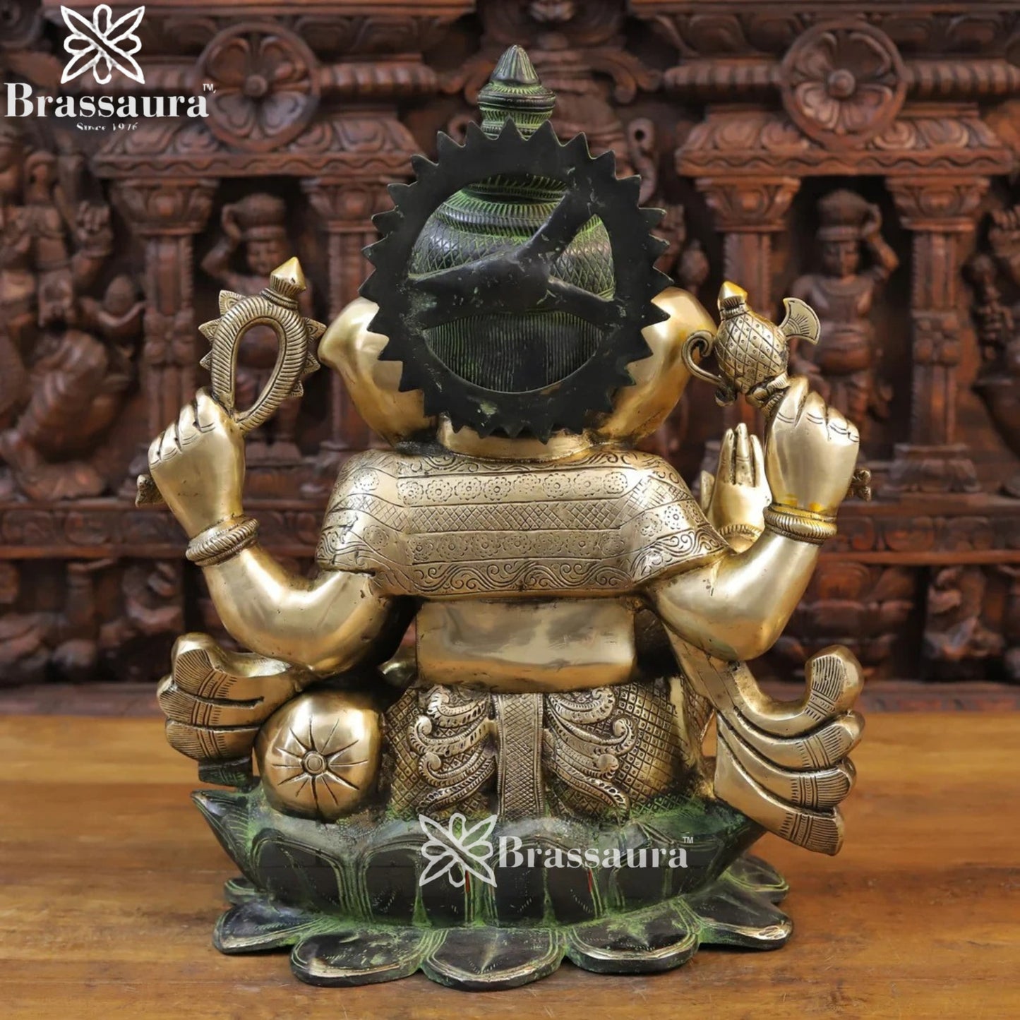 Brass Lotus Ganesha Weight 27.9 Kg & Height 21 Inch
