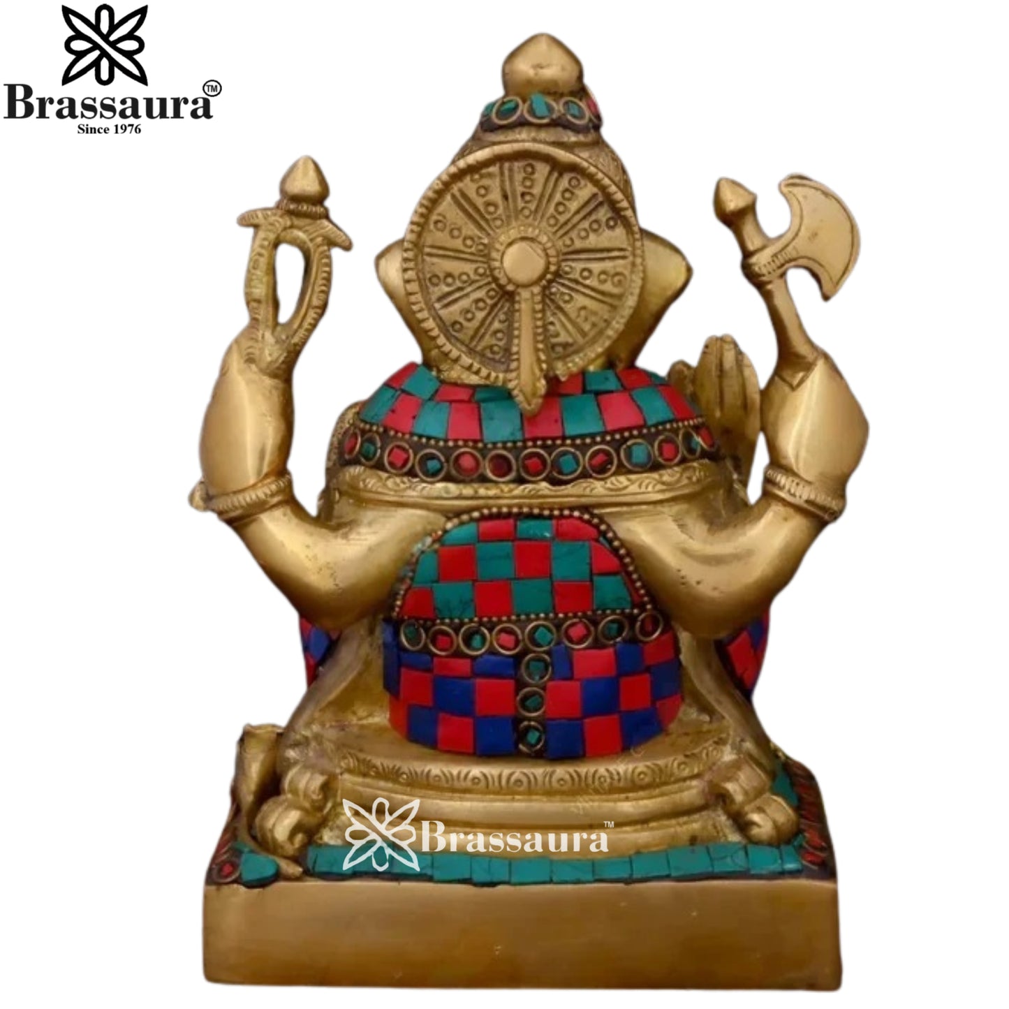 Brass Gem Stone Work Ganesha Weight 2.65 Kg & Height 6.6 Inch