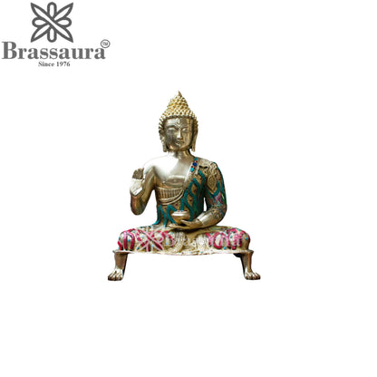 Brass Blessing Antique Buddha Weight 10.5 kg & Height 20 Inch
