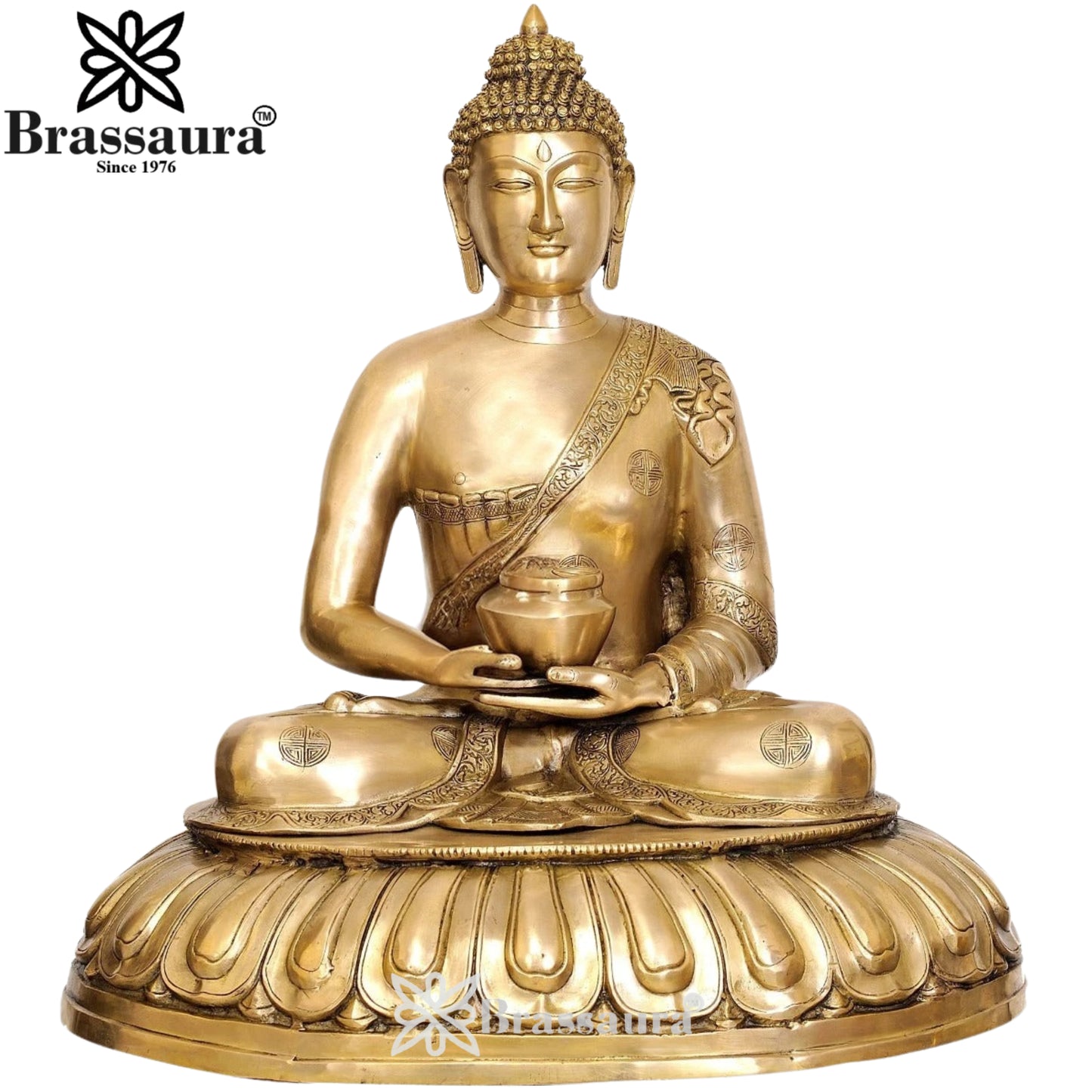 Brass Blessing Buddha Weight 33 kg & Height 28 Inch