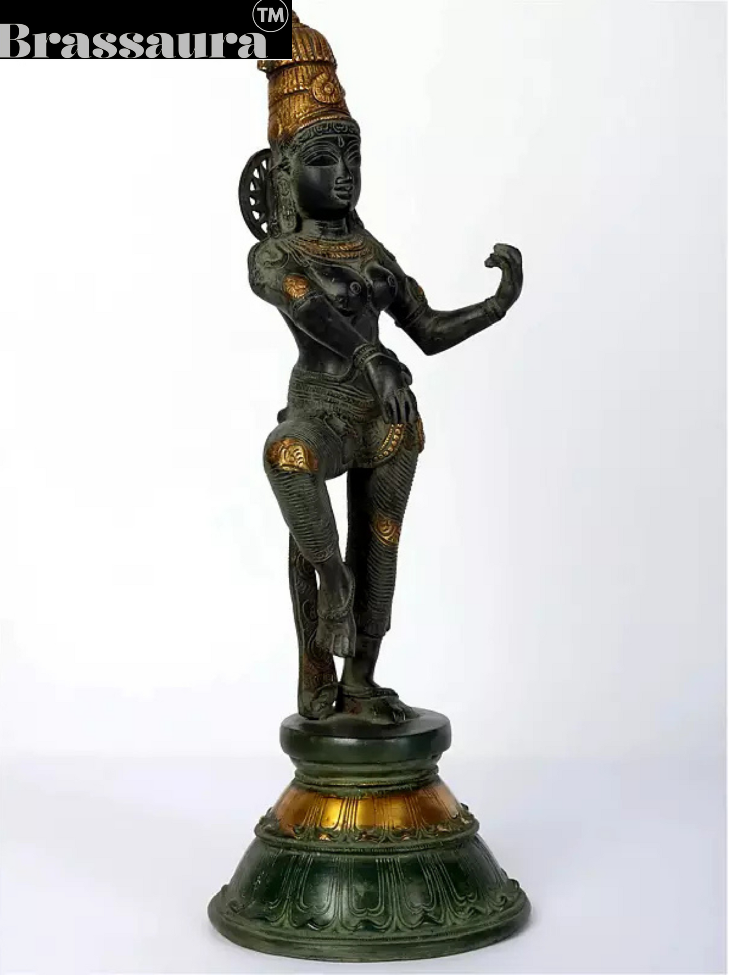 Brassaura™ Dancing Apsara Brass Statue – Height 17.32 inches | Weight 4.72 kgs
