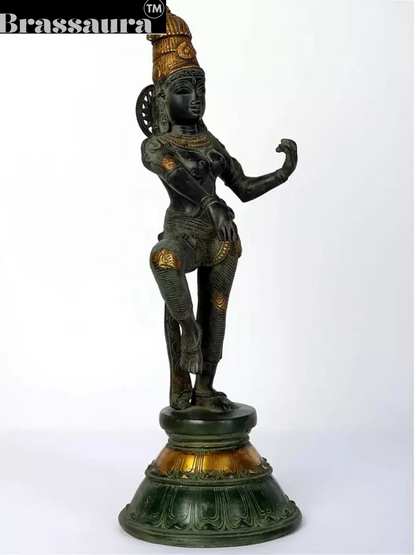 Brassaura™ Dancing Apsara Brass Statue – Height 17.32 inches | Weight 4.72 kgs