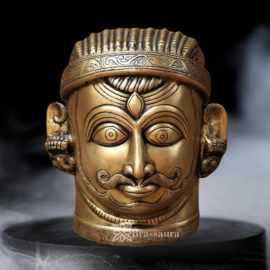 Brass Shiva Mukhlingam Statue Weight 9.2 Kg And Height 11 Inch