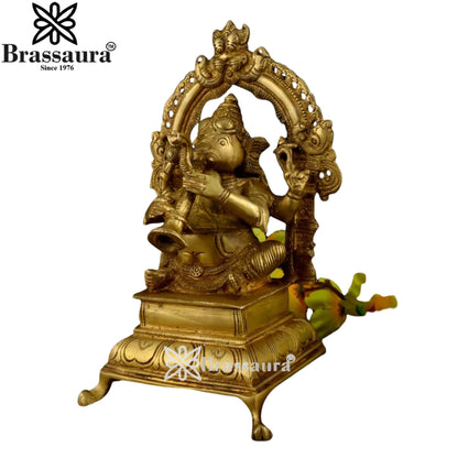 Brass Music Ganesha play shehnai Statue Weight 1.98 Kg And Height 7.8 Inch