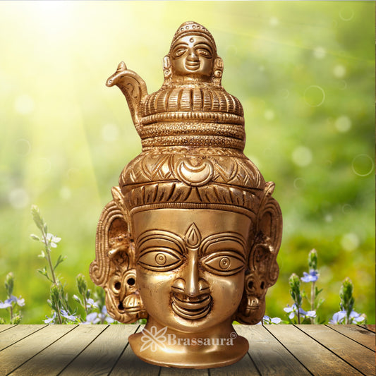 Brass Shiva Head Statue Weight .93 Kg And Height 6 Inch