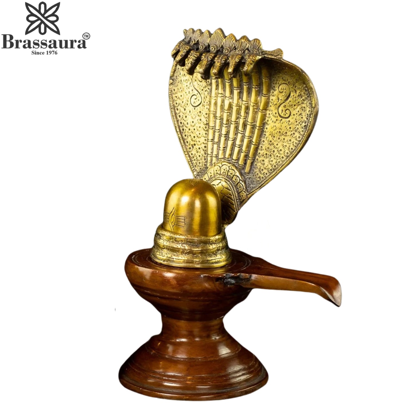 Brass Shivling With Naagraaj Statue Weight 4.6 Kg And Height 13 Inch