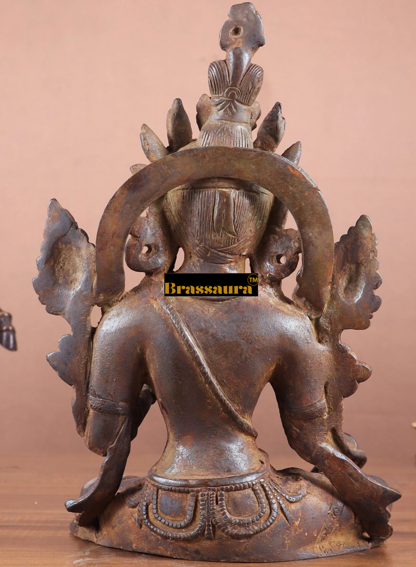 Brassaura™ Vintage Brass Green Tara Statue – Height 10.5 Inches, Weight 3.13 Kgs