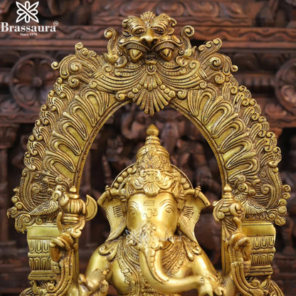 Brassaura™ Handcrafted Brass Laxmi Ganesha Saraswati Murti – Height 24 Inches & Weight 71.64 Kgs | Puja Room Idol