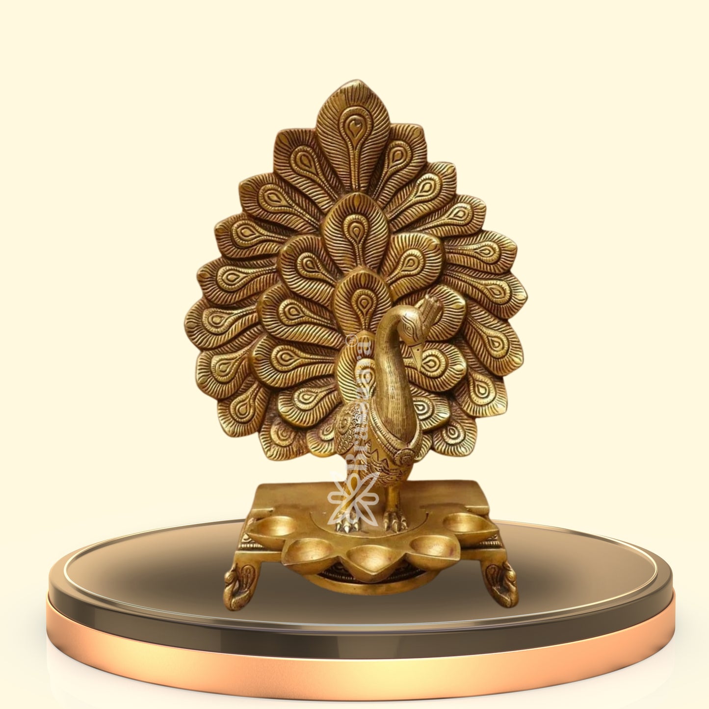 Brass Peacock Diya Weight 4.6 Kg And Height 14 Inch