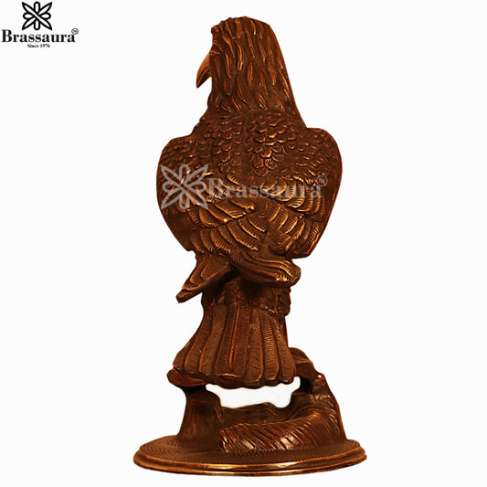 Brassaura® Majestic Eagle Brass Sculpture | Handcrafted Antique Finish Showpiece | Height 13.6 Inches & Weight 6 Kgs
