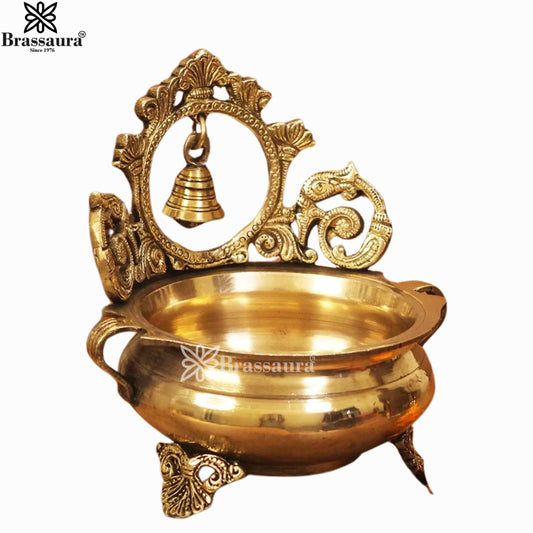 Brassaura® Brass Bell Urli | Handcrafted Decorative Centerpiece | Height 7 Inches & Weight 1.3 Kgs