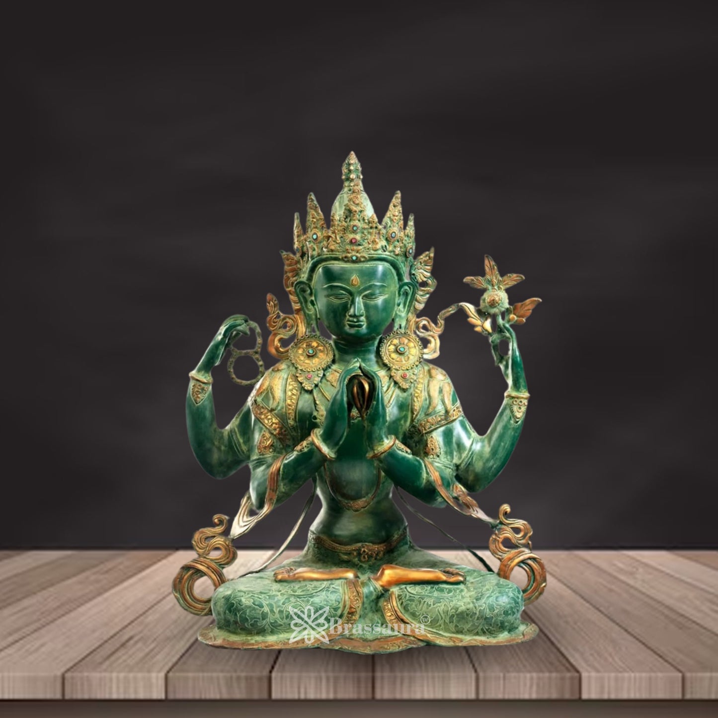 Brass Vintage Tara Statue Weight 34.6 Kg And Height 31 Inch