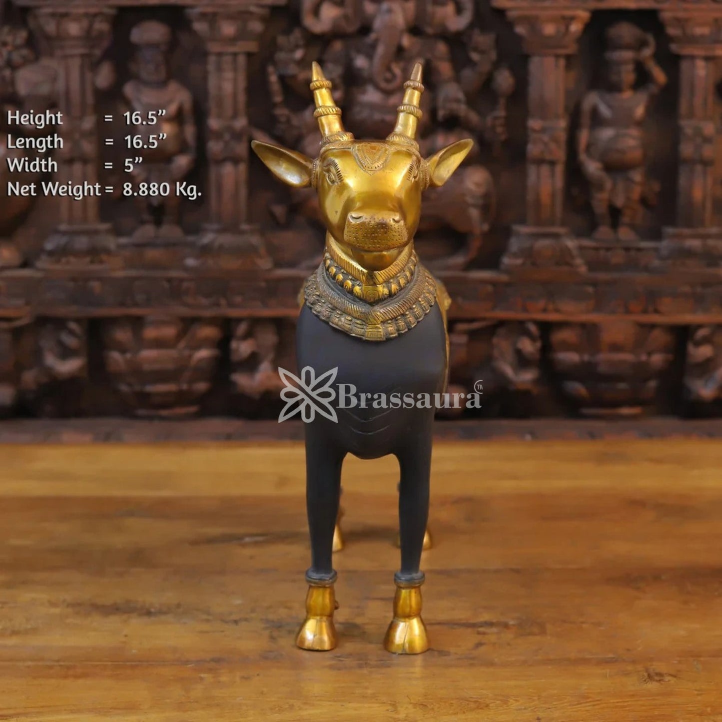 Brass Big Nandi Statue Weight 8.88 Kg And Height 16.5 Inch