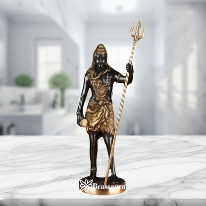 Brassaura™ Handcrafted Brass Shiva Idol – Height 17.5 Inches & Weight 5.8 Kgs | Devotional Sculpture