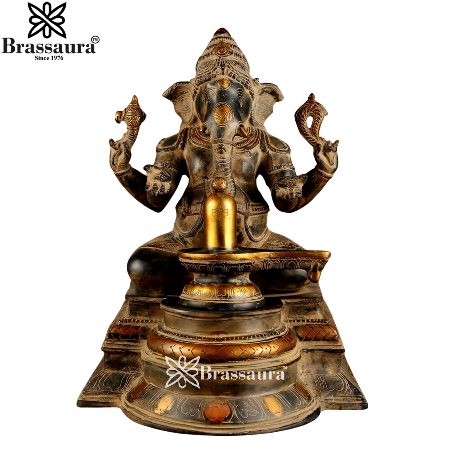 Brass Ganesha & Shivling Weight 10.5 Kg & Height 14.5 Inch