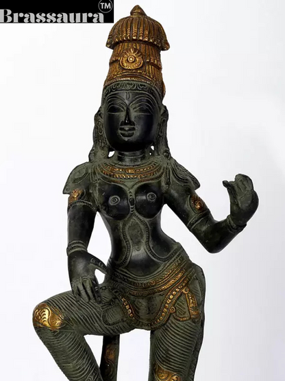 Brassaura™ Dancing Apsara Brass Statue – Height 17.32 inches | Weight 4.72 kgs