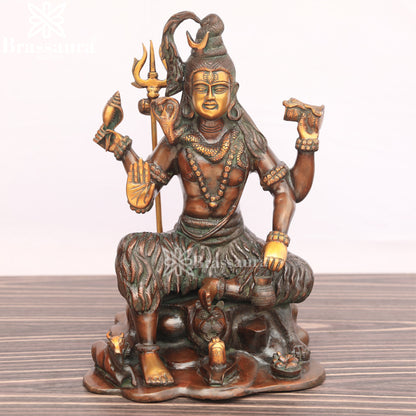 Brassaura™ Brass Lord Shiva Idol – Height 13 Inches & Weight 18 Kgs | Hindu Devotional Décor
