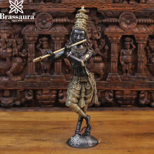 Brass Krishna Murti Weight 9.42 Kg And Height 23 Inch