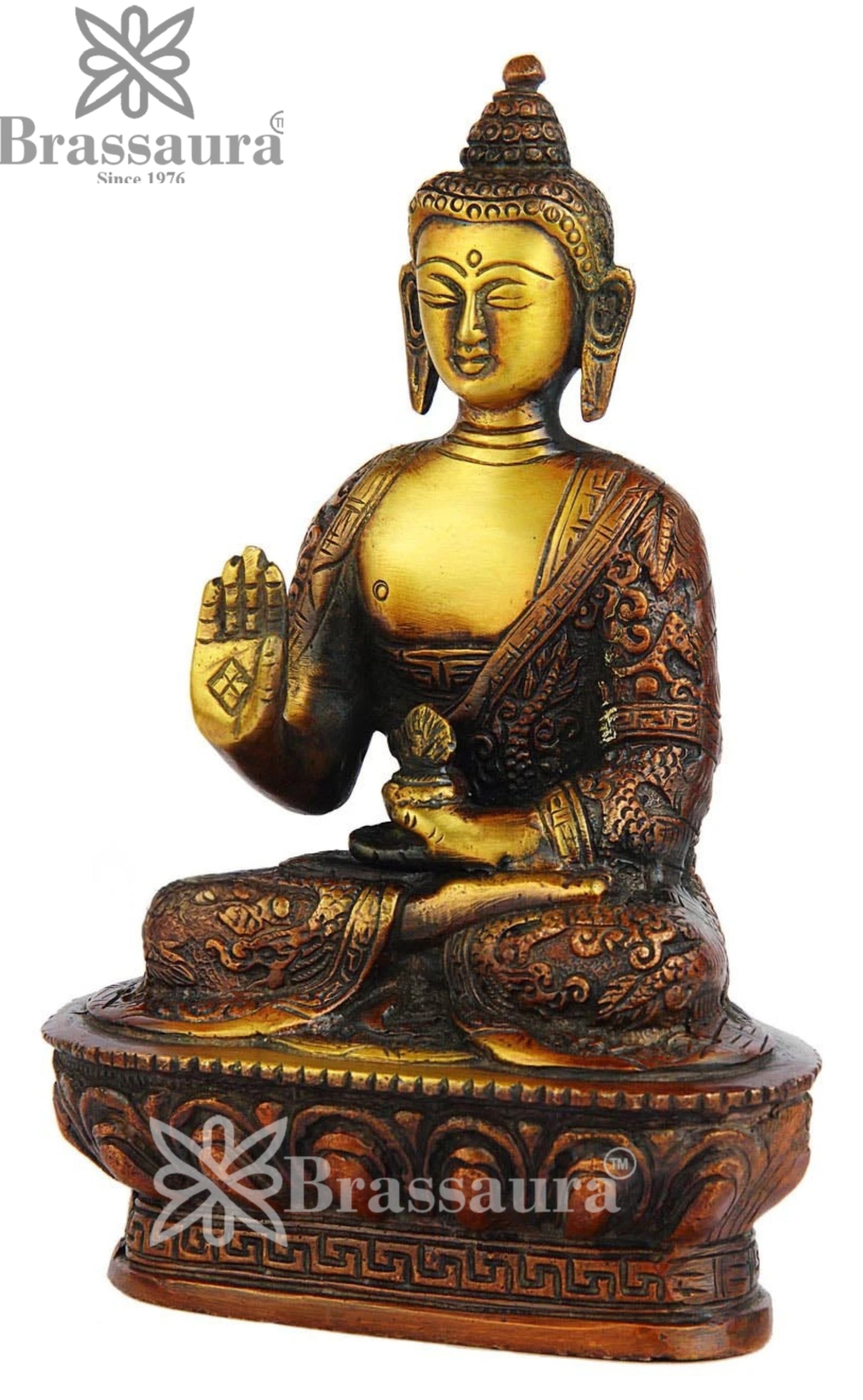 Brass Blessing Buddha Weight 1 kg & Height 7 Inch