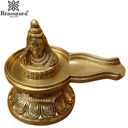 Brass Shivling With Shiv Statue Weight 1.7 Kg And Height 5.5 Inch