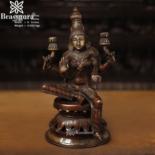 Brassaura™ Brass Laxmi Idol – Height 12 Inches & Weight 4 Kgs | Hindu Goddess Sculpture