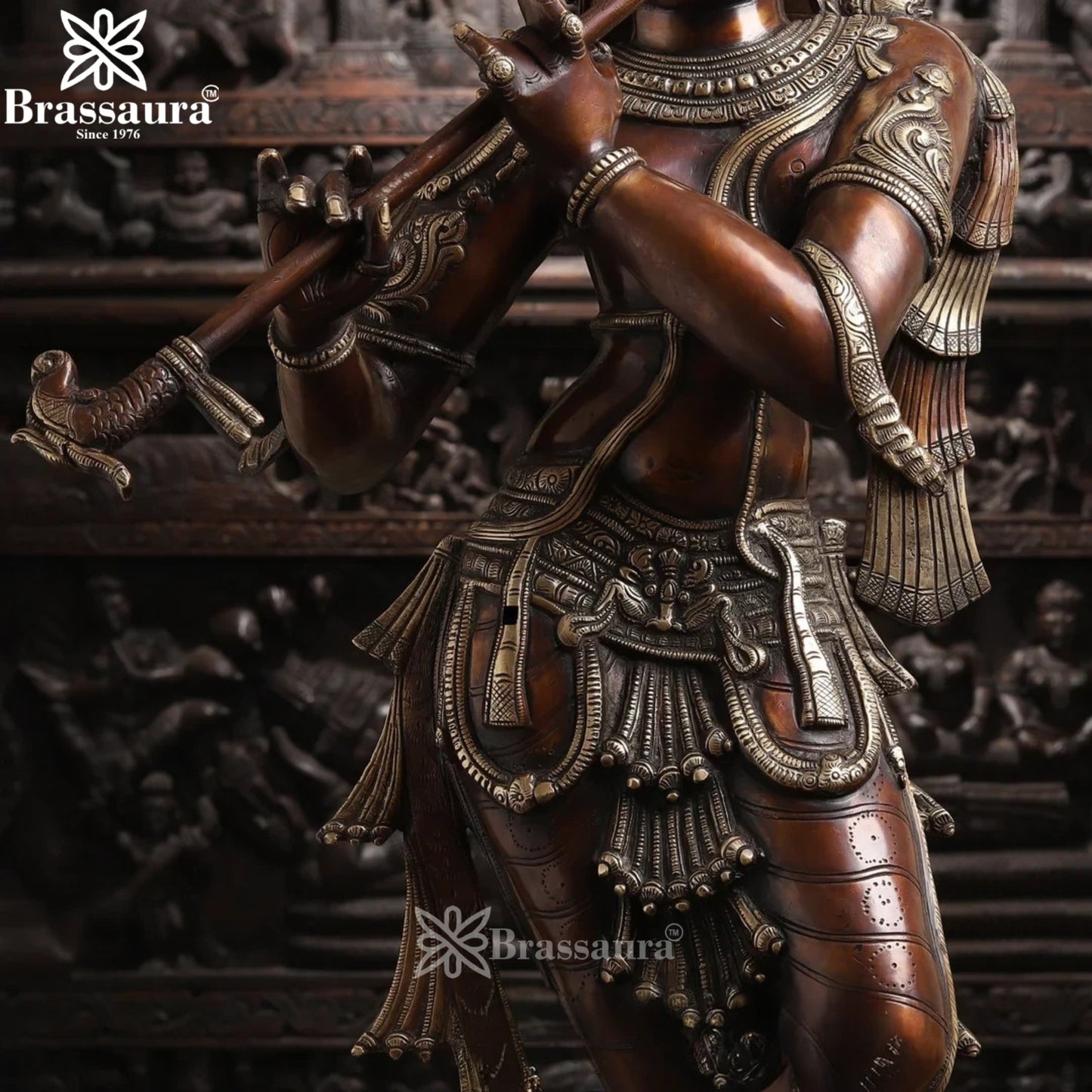 Brass Antique Krishna Murti Weight 23.8 Kg And Height 36 Inch
