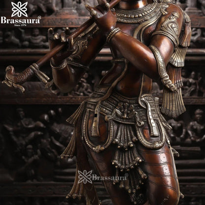 Brass Antique Krishna Murti Weight 23.8 Kg And Height 36 Inch