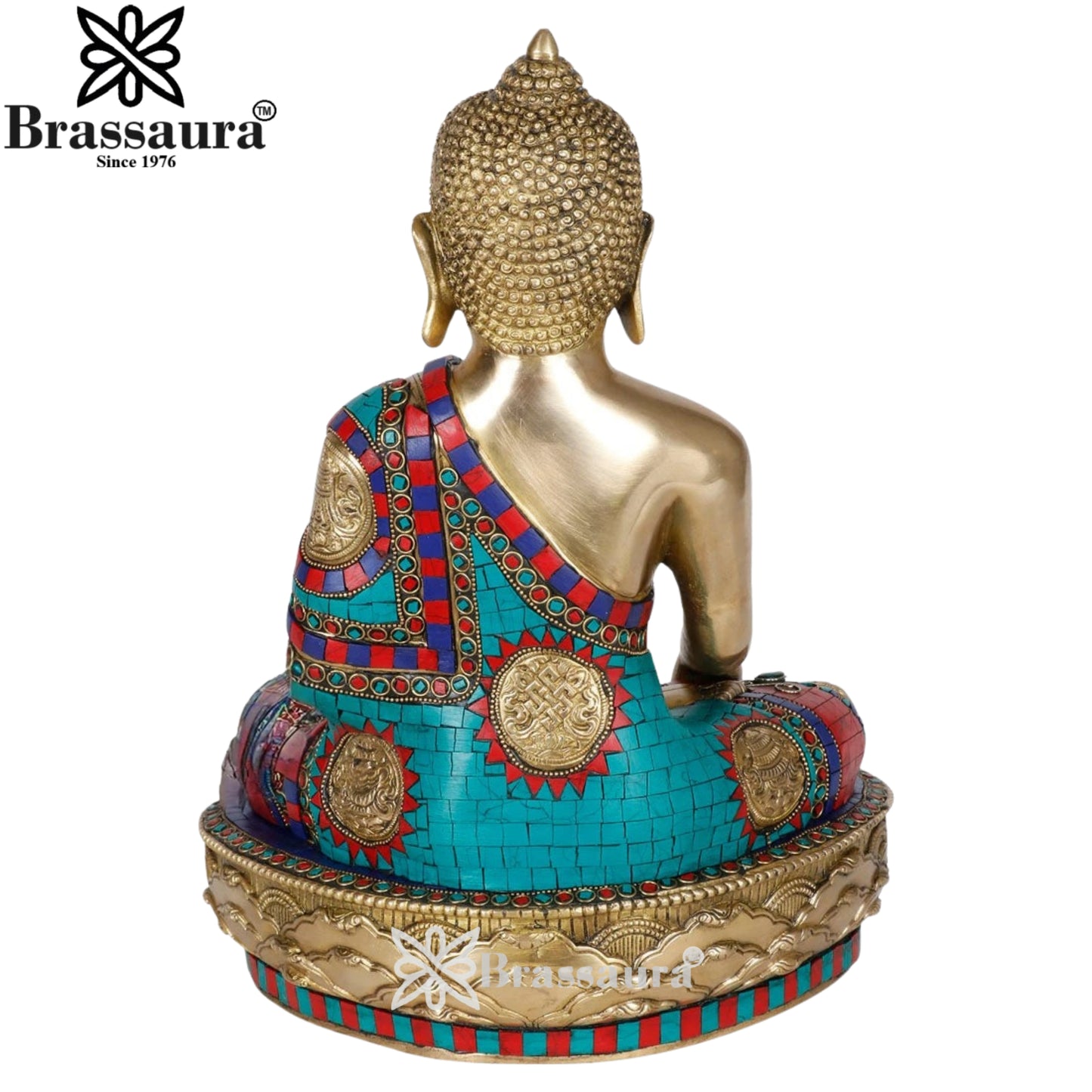 Brass Bhumisprasa Gem Stone Work Buddha Weight 10 kg & Height 15 Inch