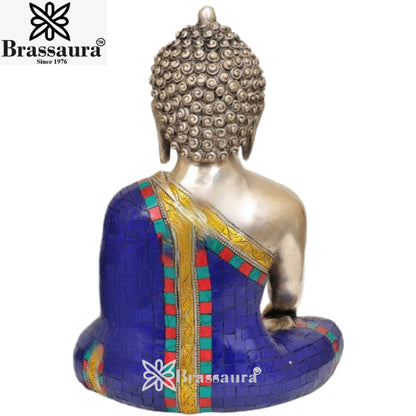 Brass Bhumisprasa Gem Stone Work Buddha Weight 7 Kg & Height 12 Inch