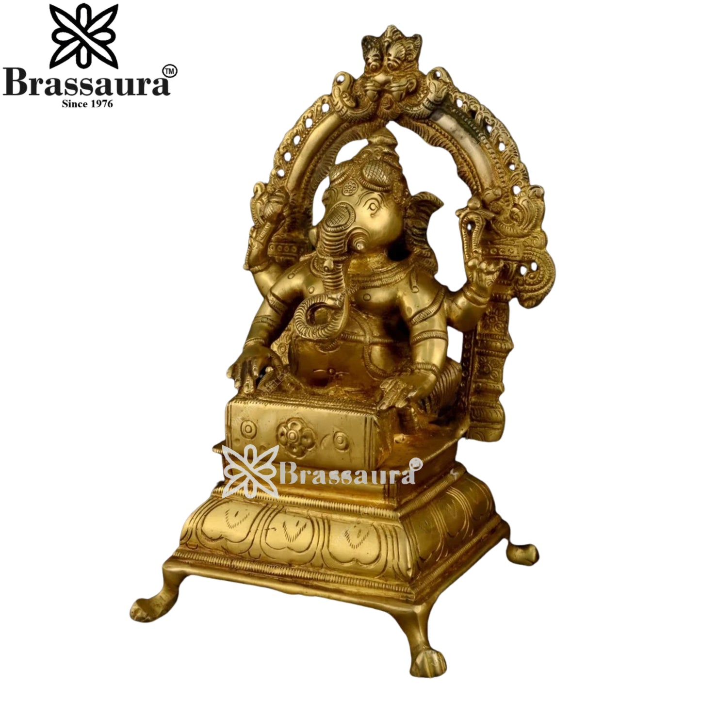 Brass Music Ganesha Play harmonium Statue Weight 1.98 Kg And Height 7.8 Inch