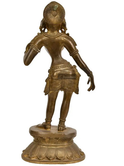 Brassaura™ Standing Apsara Brass Statue – Height 11.02 inches | Weight 2.30 kgs