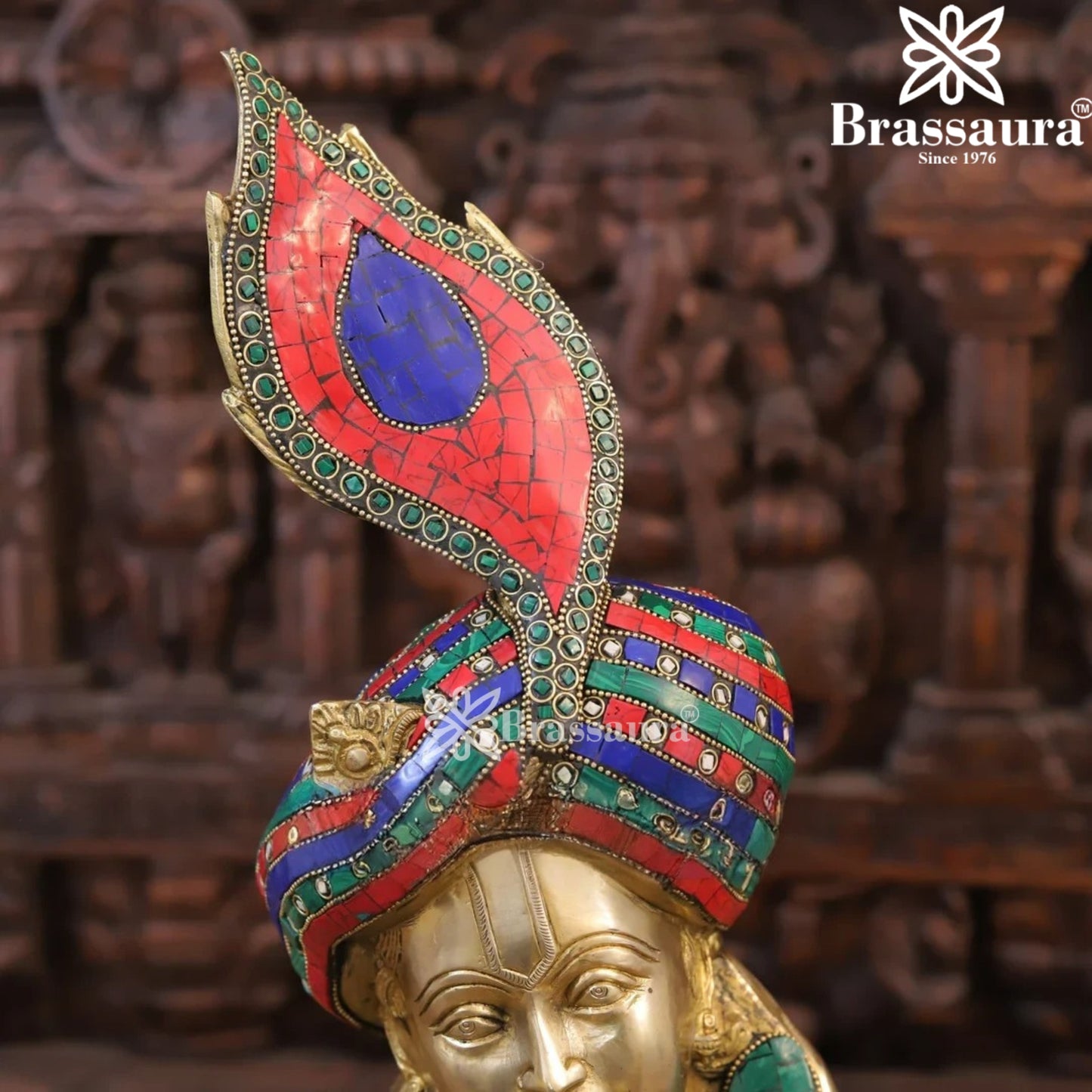 Brass Gem Stone Work Krishna Murti Weight 9 Kg And Height 22 Inch