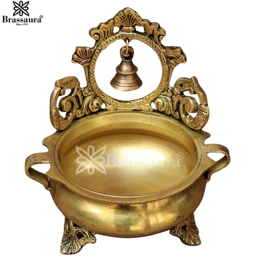 Brassaura® Brass Bell Urli | Handcrafted Decorative Centerpiece | Height 7 Inches & Weight 1.3 Kgs