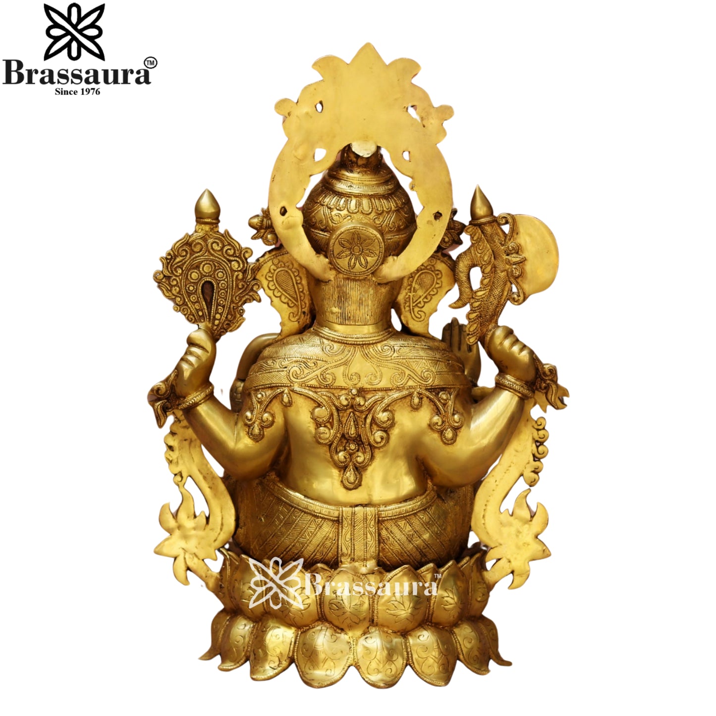 Brass Lotus Jewellery Ganesha Statue Weight 28 Kg & Height 24 Inch