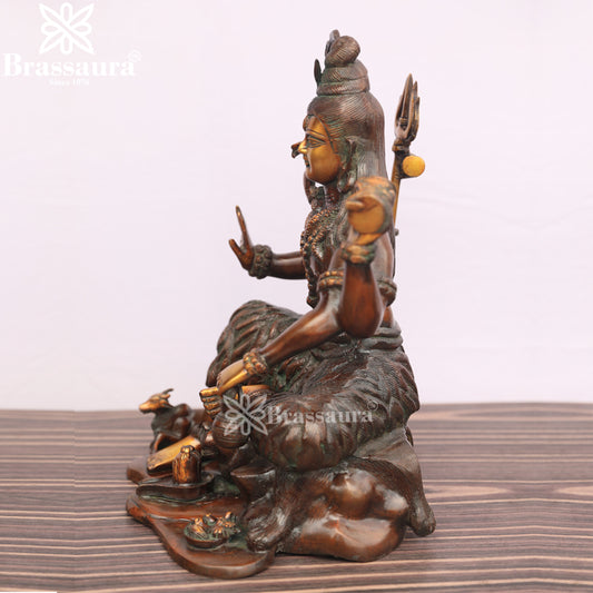 ब्रैसॉरा® पीतल भगवान शिव मूर्ति - ऊंचाई 13 इंच | हिंदू भक्ति साज-सज्जा