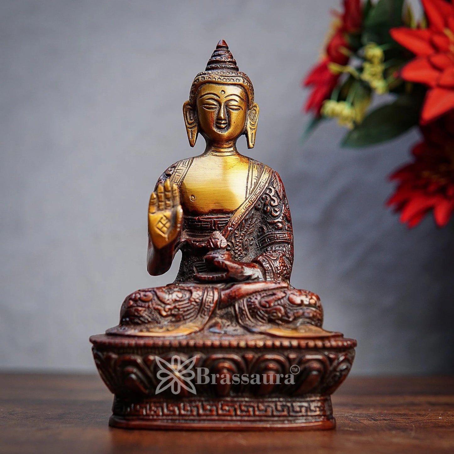 Brass Blessing Buddha Weight 1 kg & Height 7 Inch
