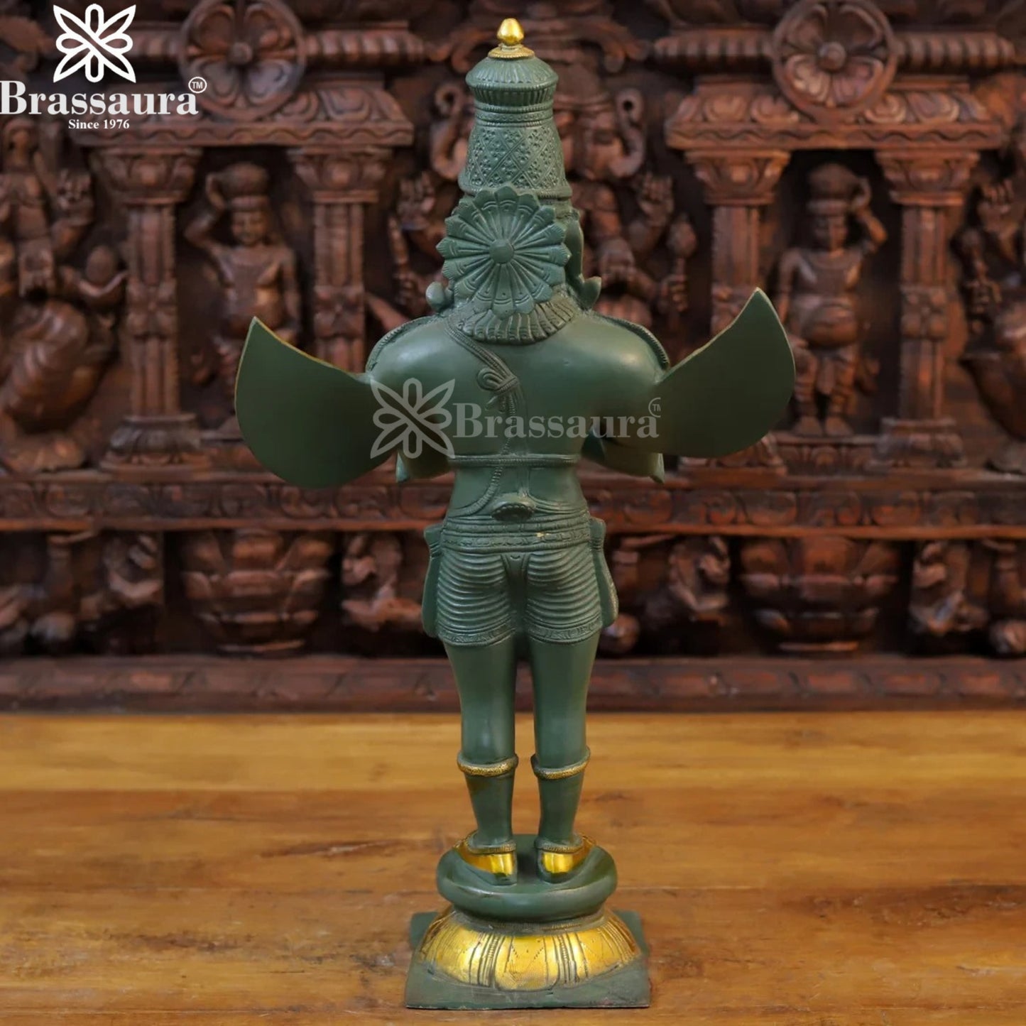 Brass Standing Garud Statue Weight 10.18 Kg And Height 22 Inch