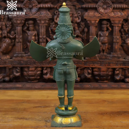 Brass Standing Garud Statue Weight 10.18 Kg And Height 22 Inch