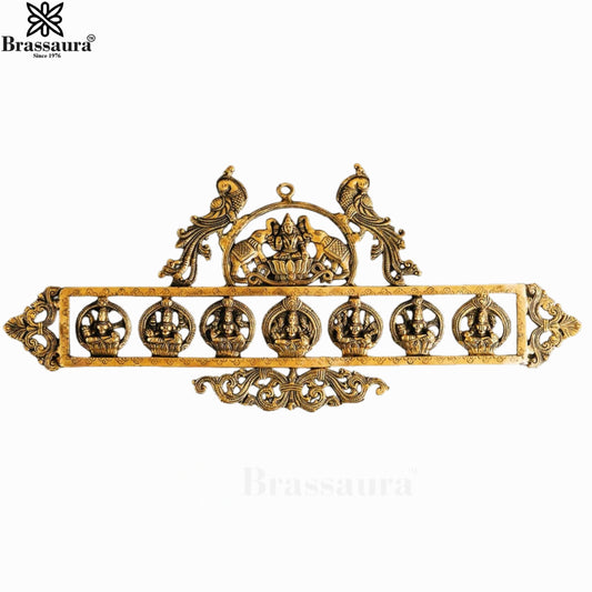 Brassaura™ Brass AsthLakshmi Wall Panel For– Height 4.4 Inches & Weight 3.2 Kgs | Home & Temple