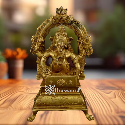 Brass Music Ganesha Play harmonium Statue Weight 1.98 Kg And Height 7.8 Inch