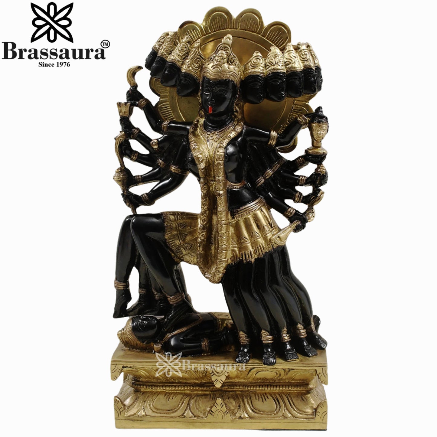 Brassaura™ Premium Brass Kali Maa Idol – Height 15 Inches & Weight 8.5 Kgs | Hindu Goddess Statue