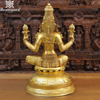 Brassaura™ Elegant Brass Laxmi Murti – Height 23.5 Inches & Weight 28.36 Kgs | Temple & Home Décor