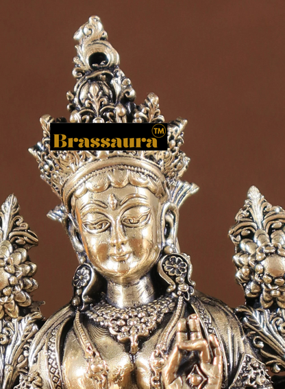 Brassaura™ Green Tara Brass Idol – Height 4.5 Inches, Weight 200 g
