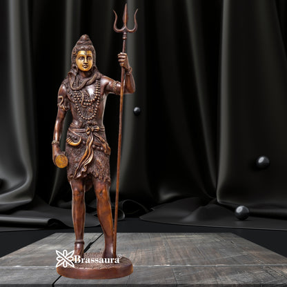 Brassaura™ Premium Brass Shiva Idol – Height 26 Inches & Weight 11 Kgs | Traditional Temple Statue