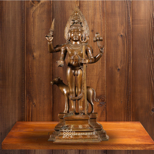Brass Kaal Bhairav Statue Weight 8.7 Kg And Height 17 Inch