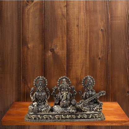 Brass Super Fine Lakshmi Ganesh Saraswati Murti Weight .276 Kg And Height 3 Inch