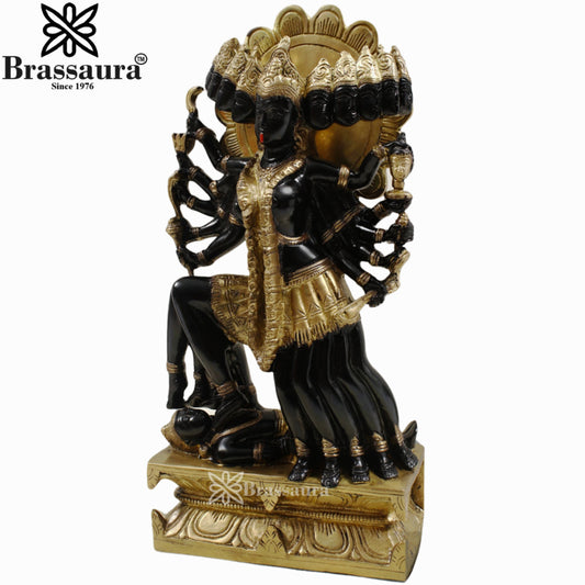 Brassaura™ Premium Brass Kali Maa Idol – Height 15 Inches & Weight 8.5 Kgs | Hindu Goddess Statue