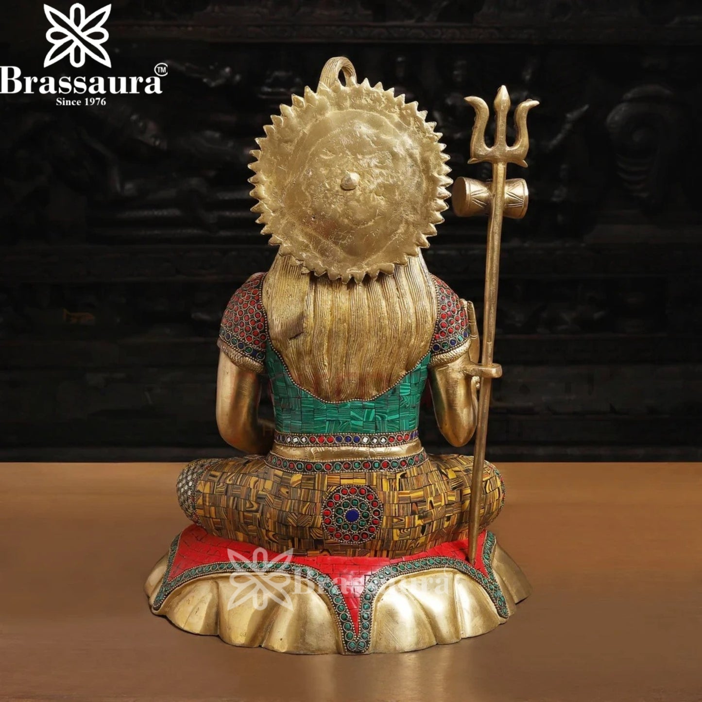 Brassaura™ Brass Gem Stone Work Shiva Idol – Height 17 Inches &  Weight 11.84 Kgs | Traditional Temple Figurine
