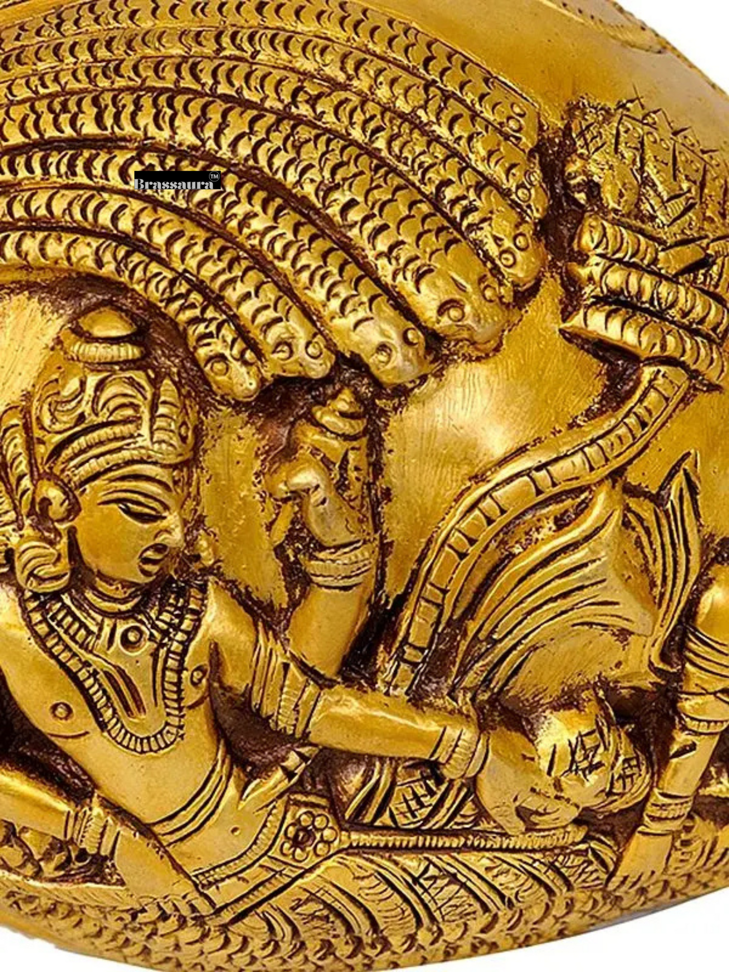 Brassaura™ Sheshshayi Vishnu Conch Brass Statue – Height 7.48 inches | Weight 1.30 kgs
